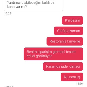 Yemeksepeti Siparişim Gelmedi Ve İade Sorunu