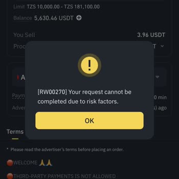 Unable to Transfer Funds from Binance – Receiving RW00270 Error