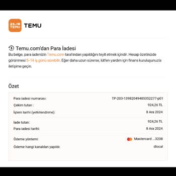 İade İşleminde Gecikme