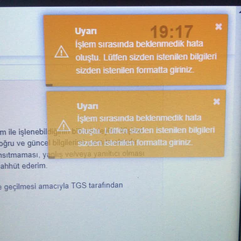 Başvuru Formunda Karşılaşılan Sistem Hatası