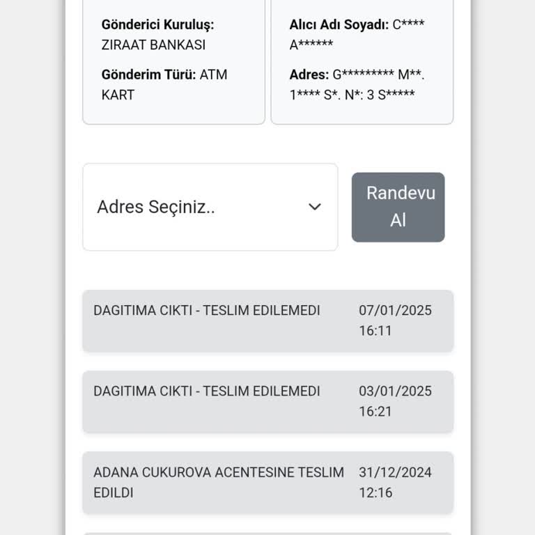 Kuryenet Kart Teslimatında Sorun Yaşıyorum