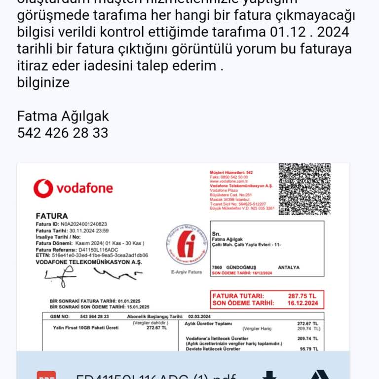 Vodafone İle Sürekli Fatura Sorunları Ve Mağduriyet