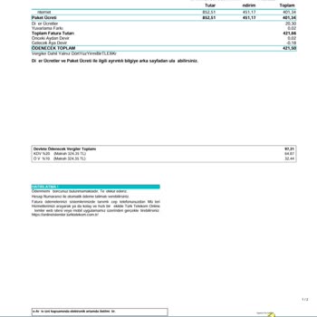 Fatura Tutarındaki Beklenmedik Artış