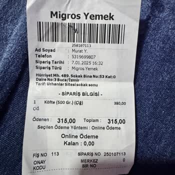 Eksik Köfte Siparişi Ve Yetersiz Müşteri Hizmeti
