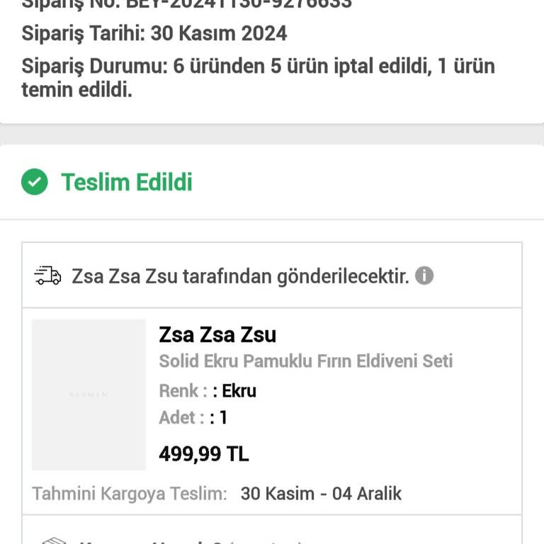 Beymen'den Sipariş Ettiğim Ürün İki Aydır Gelmiyor