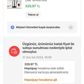 Yanlış Fiyat Gerekçesiyle İptal Edilen Sipariş Ve Artan Fiyat Sorunu