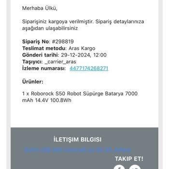 Roboking'den Teslim Edilmeyen Sipariş Ve İletişim Sorunu