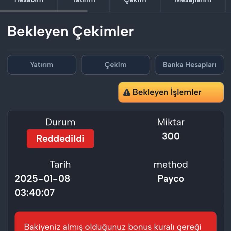 Kazancım Ödenmiyor Ve Bonuslar Kullanılamıyor