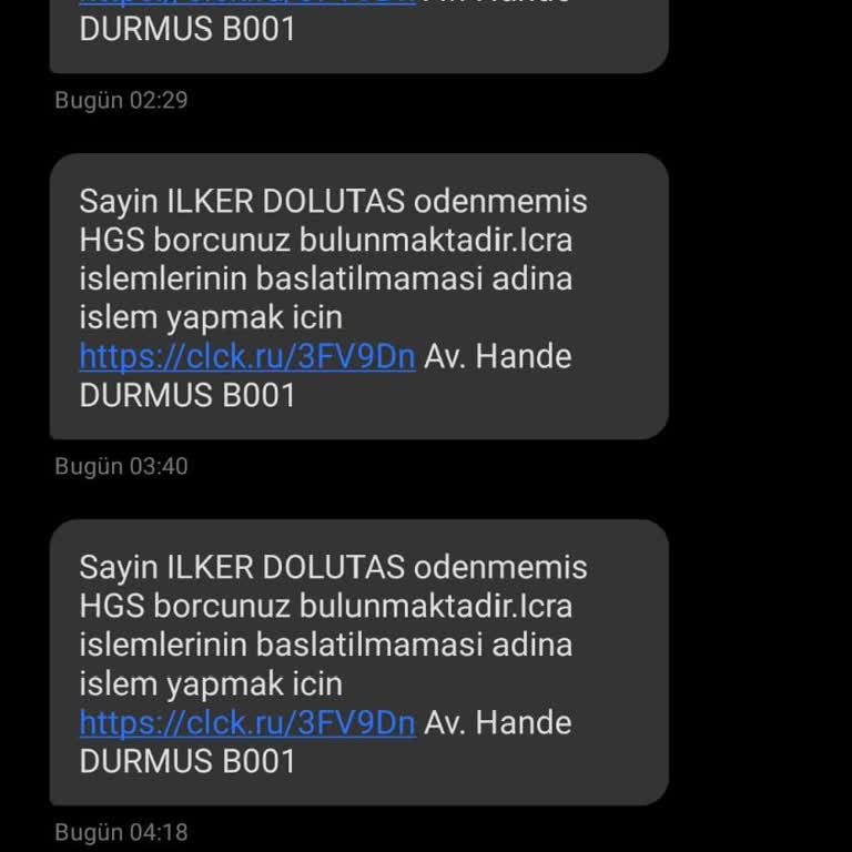 HGS Borcu İddiasıyla Gelen Sahte Mesajlar