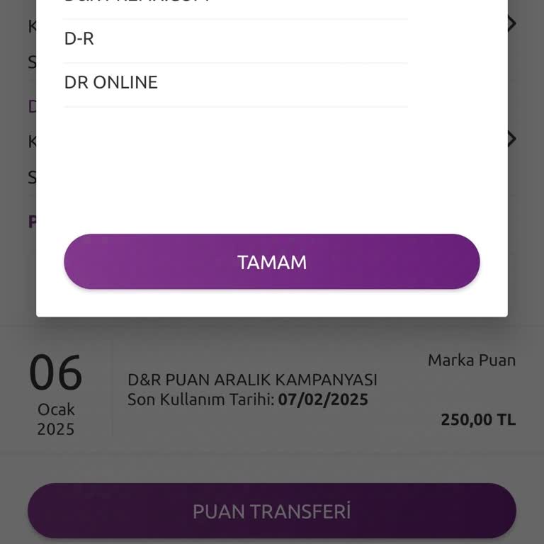D&R Ödeme Sisteminde Marka Puan Sorunu