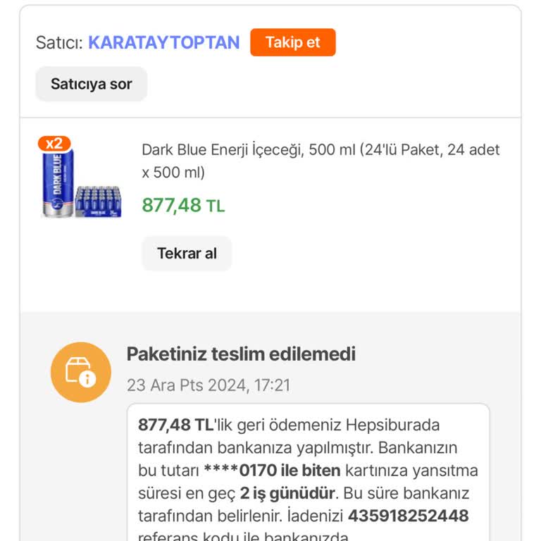 Teslim Edilmeyen Enerji İçeceği Ve Fiyat Artışı