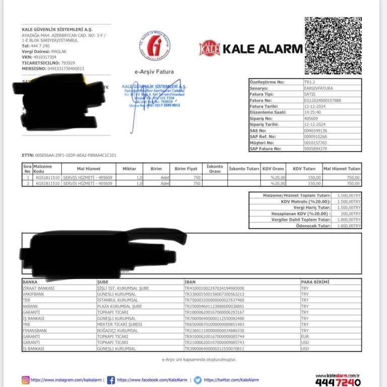 Kale Alarm'da Fatura Kabusu