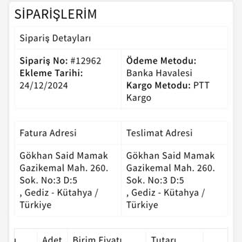 Sipariş Takip Numarası Ve Kargo Sorunu