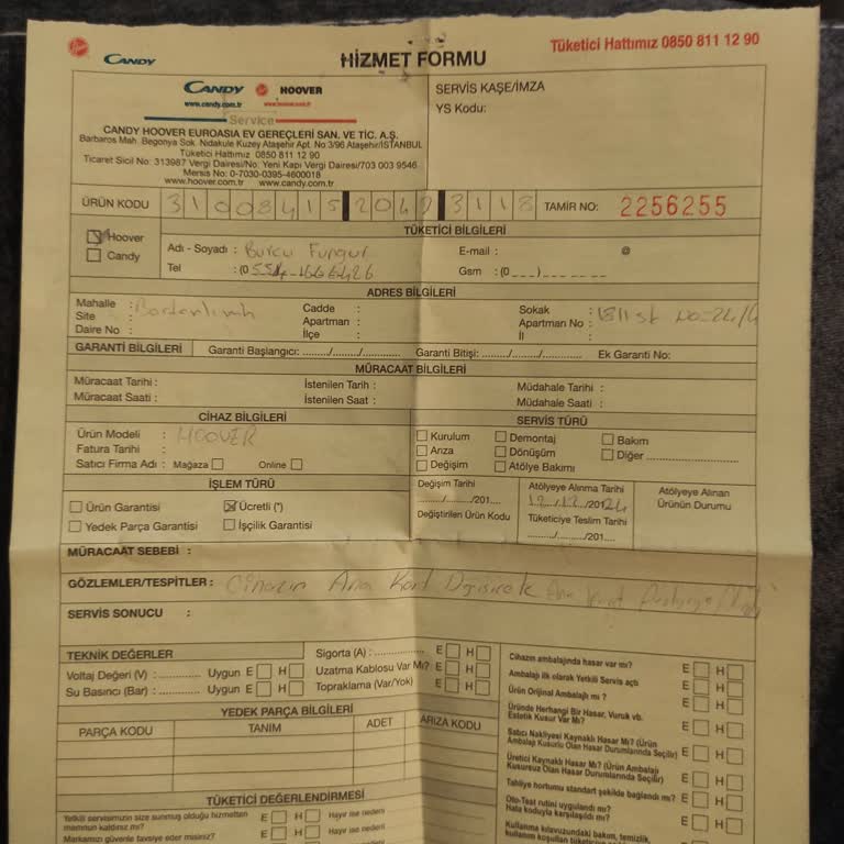 Hoover Çamaşır Makinesi Servis Süreci Hayal Kırıklığı