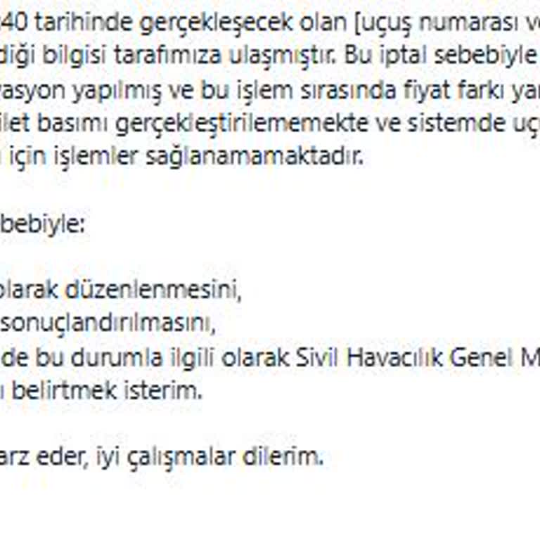 İptal Edilen Uçuş Ve Bilet Düzenleme Sorunu