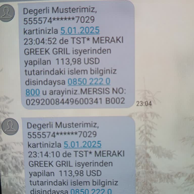 Meráki Greek Grill Tarafından Yapılan İzinsiz Para Çekimi