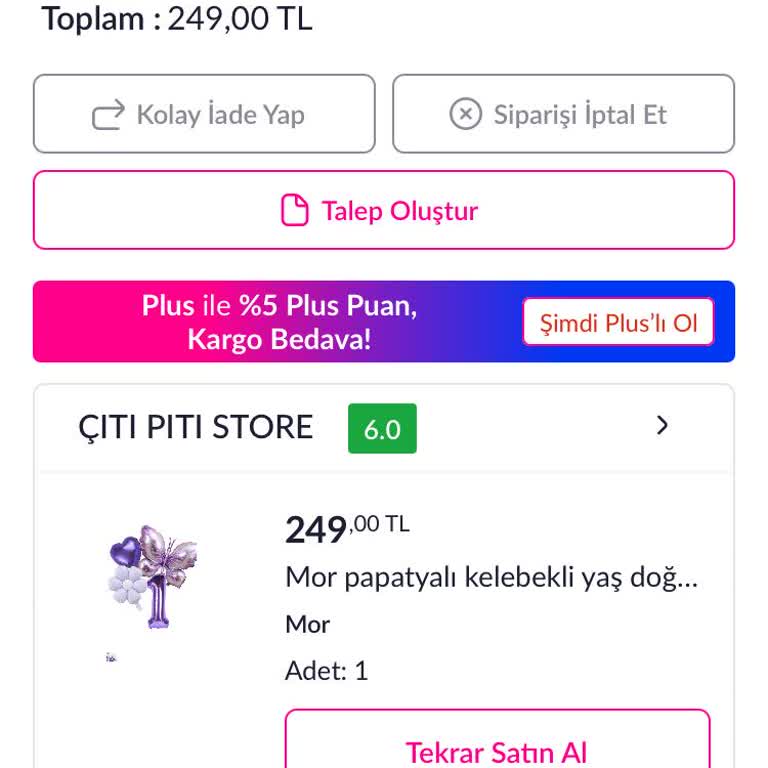 Sipariş Gecikmesi Ve İade Talebi