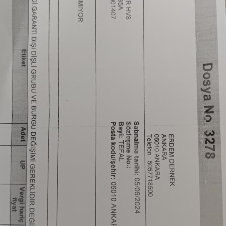 Garanti Kapsamı Dışında Kalan Parçalar Ve Yüksek Tamir Ücreti