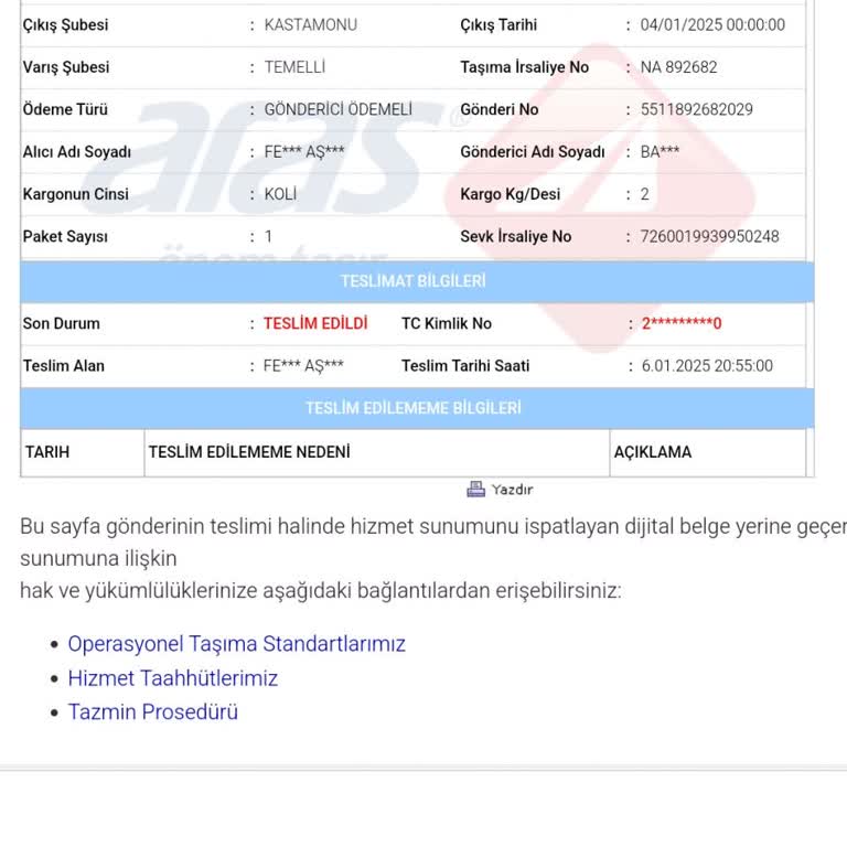 Aras Kargo'nun Teslimat Sorunları Ve İletişimsizlik