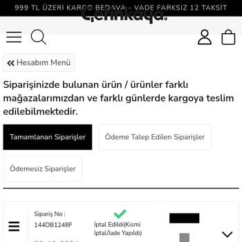Yanıltıcı Bilgilendirme Ve İptal Edilen Sipariş