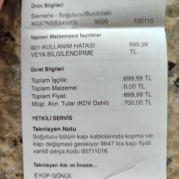Siemens Buzdolabında E20 Hatası Ve Kapı Değişimi Sorunu