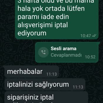 Para İadesi Yapılmayan Sipariş Sorunu