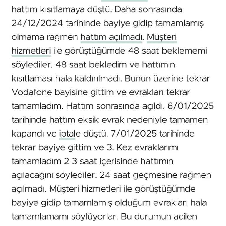 Evrak Tamamlanmasına Rağmen Hattım Açılmıyor