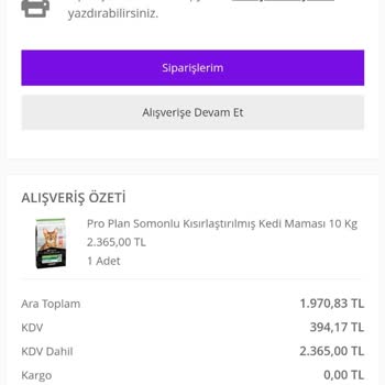 Kedi Maması Siparişi İptali Sonrası Para İadesi Sorunu