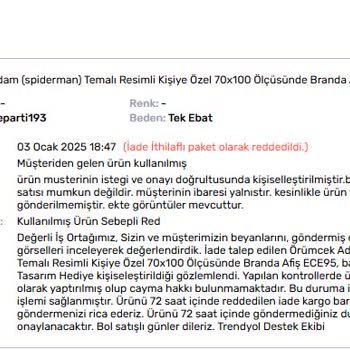 Trendyol'da Kişiselleştirilmiş Ürün İade Sorunu Ve Yetersiz Destek