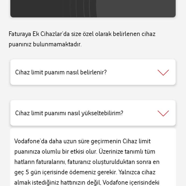 Vodafone Müşteri Puanı Ve Limit Sorunu