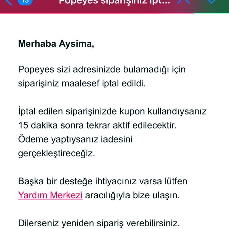 Zamlı Menü Ve İptal Edilen Sipariş Sorunu