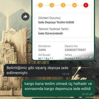Zara Siparişim Teslim Edilmedi Ve Ücret İadesi Yapılmadı