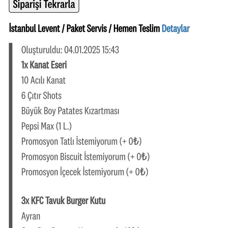 Yemeksepeti Ve KFC'den Soğuk Ve Eksik Sipariş