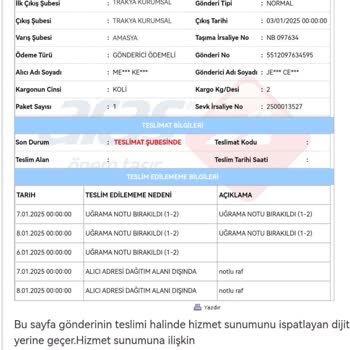 Aras Kargo'nun Yanıltıcı Teslimat Bildirimi Sorunu