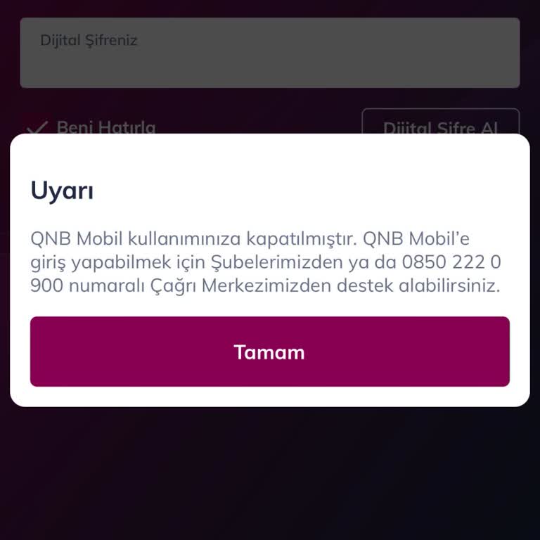 QNB Mobil Bankacılık Erişim Sorunu