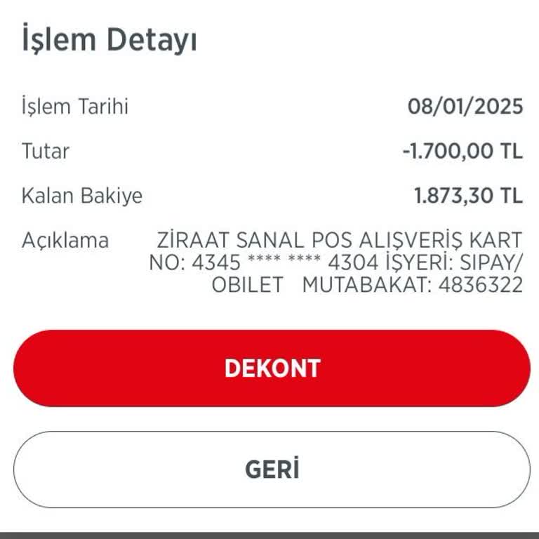 Bilet Bilgilendirme Mesajı Gelmedi