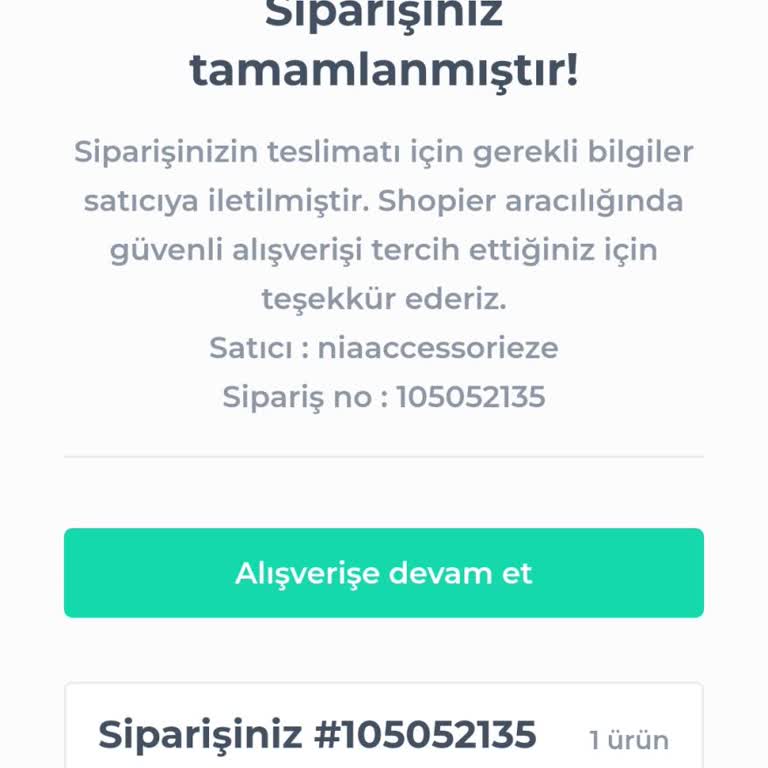 Niaaccessorieze Shopier'de İptal Yapılmıyor