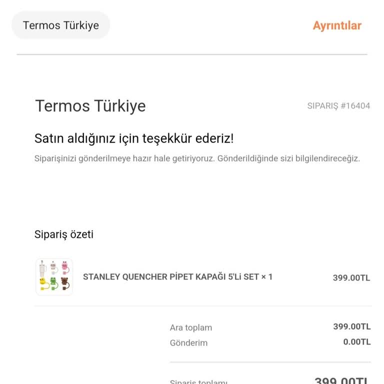 Termosturkiye.com'dan Sipariş Sonrası Sessizlik