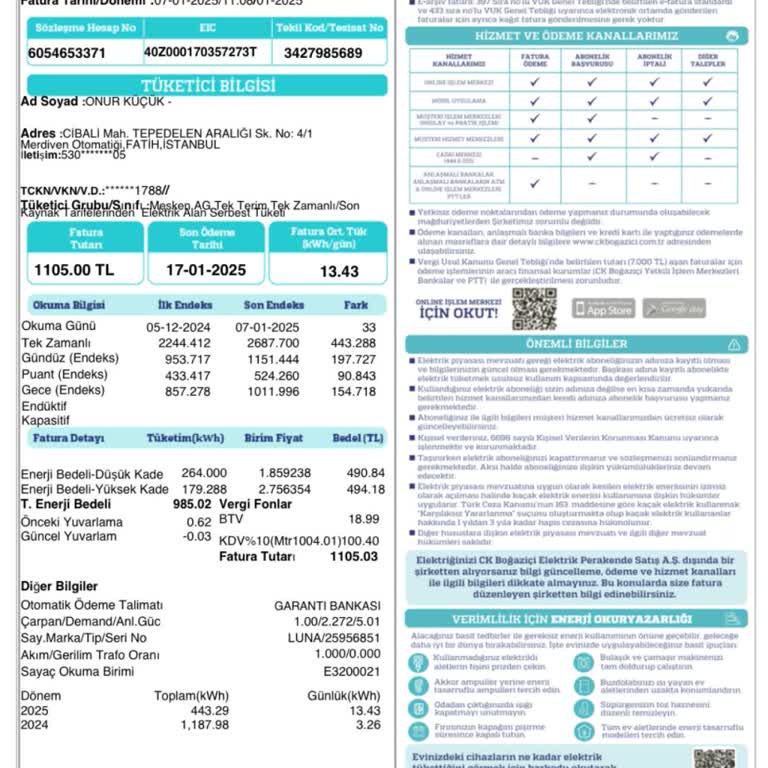 Fahiş Elektrik Faturası Şoku