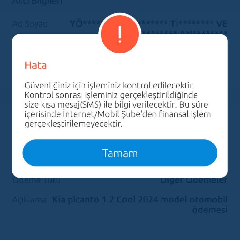 Keyfi Kısıtlama Nedeniyle Yapılamayan Para Transferi