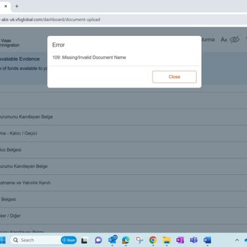 VFS Global'da Belge Yükleme Sorunu