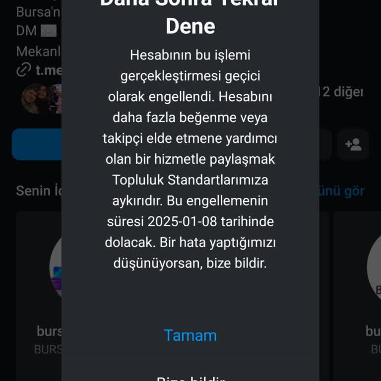 Instagram Erişim Engeli Hakkında Bilgi Talebi