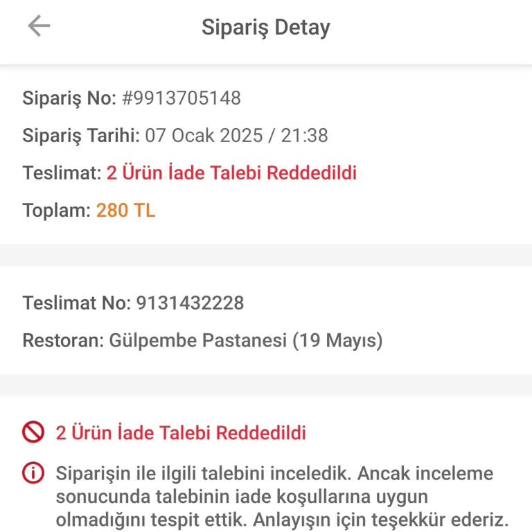 Teslim Edilmeyen Sipariş Ve İade Sorunu