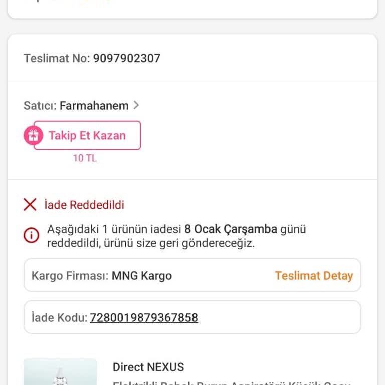 Trendyol'dan Aldığım Elektrikli Burun Aspiratörü Çalışmıyor