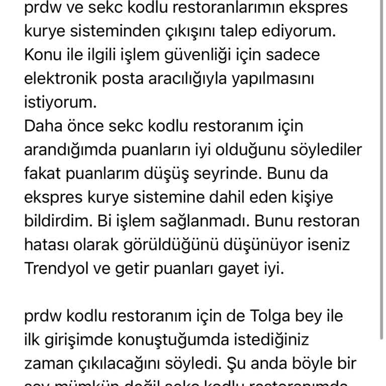 Yemeksepeti Ekspres Kuryelerinin Sorumsuzluğu