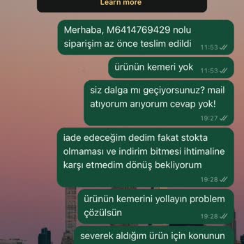 Eksik Ürün Ve İlgisiz Müşteri Hizmetleri