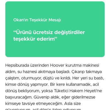 Hoover Kurutma Makinesi: Dayanıksız Su Haznesi Kapağı Ve Garanti Sorunu