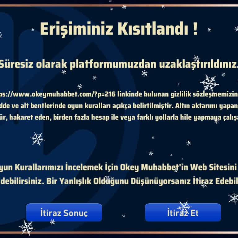 Okey Muhabbet Haksız Ban Ve Çip Kaybı