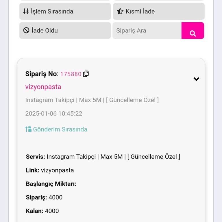 Sipariş Edilen Takipçiler Teslim Edilmedi
