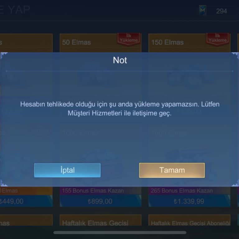 Elmas Yükleme Sorunu: Hesabım Tehlikede!